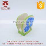 Custom Design Creative Restaurant Tableware Blue Flower Ceramic Napkin Holder thumbnail-2