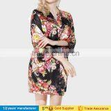 2017 Fashion Summer Nightgown Sleepwear 100% Polyester Printed Floral Wedding Bride Bridesmaid Silk Satin Short Kimono Robes thumbnail-2