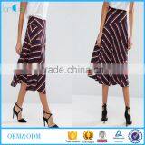 High Waisted Strip Long Skirt Latest Model Full Skirts for Women Summer Casual Wear thumbnail-1