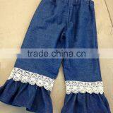 Cheap Wholesale Boutique Knit Fabric Ruffle Bottom Pants for Baby Girls thumbnail-1