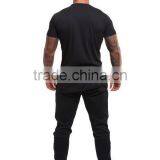 Custom Print Embroidery Drop Crotch Blackjoggers Pants Men Fitness Gym Bodybuilding Sports With Side Gold Zipper thumbnail-2