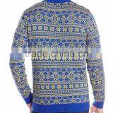 Men Blue Sweater Santa Dinosaur Riding Pattern Christmas Pullover Sweater thumbnail-2