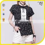 Fashionable Short Sleeve Women All Over Body Digital T-shirt Printing With Unregular Bottom thumbnail-2