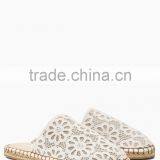 T160427 Cream Lace Espadrille Mule Slippers Emoji Slipper Indoor Slipper thumbnail-1