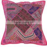 Pink Decorative Euro Pillow Sham - Wood Bead Work Floor Cushion Cover ~ 26 Inch thumbnail-1