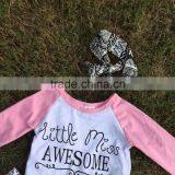 Full Stock Aztec Otufits Children Set "Awesome" Long Sleeves Kids Clothing Pants Boutique Girls Clothes With Headband Sets thumbnail-4