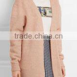 Long Version Women Wearing Knitted Cardigan With Ribbed Cuffs and Hem With Multi Colors Options thumbnail-3