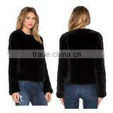 SJ421-01 New Fashion Design New Arrival Black Rex Rabbit Fur Jacket Women Jackets thumbnail-1
