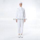 White 100%Polyester Elastic Cuff Food Factory Worker Uniform