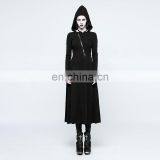 Punk Rave Black Open Back Longsleeve Hooded Maxi Dress OPQ-199 thumbnail-1