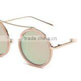UV 400 Women Ladies Female Fashionable Reflective Black Full Metal Frame Round Lens Sunglasses thumbnail-4