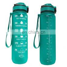 2021 Ready to Ship Eco Friendly Portable Tritan BPA Free Frosted Plastic Motivational Milk Jug Water Bottle 1 Litre Fitness thumbnail-2