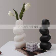 Nordic Vases Decor Ins Creative Black Blue Egg Vaso Di Fiori Con Viso Flower Ornament Ceramic Vase For Home Decor