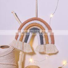 Fashion Wall Murals Woven Macrame Rain Bow Wall Hangings Tassel Decoration Rain Bow Tapestry For Modern Home Decor Deco Maison thumbnail-2