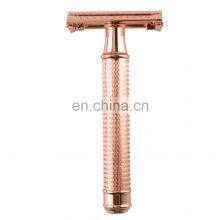 Pirate Label Non-slip Rose Gold Metal Handle Double Edge Safety Razor thumbnail-1