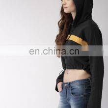 Elastic Bottom Lace Fashion Printing Street Wear High Quality Cotton Fleece Crop Top Hoodie for Women thumbnail-2