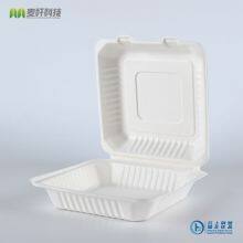PFAS FREE Disposable Biodegradable 9*9 Take Away Sugarcane Bagasse Clamshell Container thumbnail-3