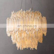 Modern Gold Luxury SELENITE Round Crystal Chandelier High Ceiling Lighting Hanging Lamp thumbnail-2