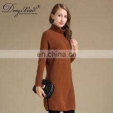 Inner Mongolia Ordos Women's 100% Pure Cashmere High Neck Sweater Dress thumbnail-6