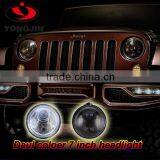 Halo Round Led Headlight 7inch Low High Beam LED Jeep Wrangler Head Light With DRL Halo Lights