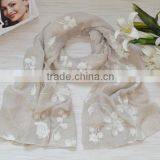 New Arrival Fashion Korean Ladies Flower Embroidery Cotton Scarf thumbnail-4