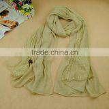 Wholesale Solid Color Cotton Linen Lace Fashion Ladies Scarf Quality Choice thumbnail-4