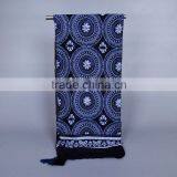 Wholesale Black Flower Printing Muslim Women Head Scarf With Tassels thumbnail-2