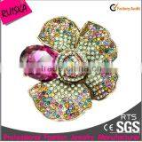 2015 Latest Arrival Crystal Flower Brooch With Big Rosiness Stone Colorful Rhinestone thumbnail-1