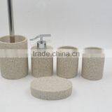 Polyresin Sandstone Bathroom Accessories Set With Hemp Rope thumbnail-6