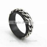 Wholesale Silver Tone Stainless Steel Chain Rings Rotating Spinner Men Gift thumbnail-5