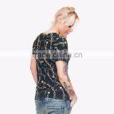 2015 Top Hot Latest Fashion Women Custom Digital Print Modern Ladies Balck Chain T-shirt thumbnail-4