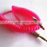Wholesale Fashionable Flexible Dc3.5m to Dc3.5m Spiral Metal Transperant Cable Extend Stereo Audio Aux Cable