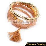 >>2016 New Design Handmade Multi Layered Clear Tassal Bead Bracelet Set/ thumbnail-1