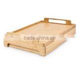 New Design Home Kitchen Square Bamboo Serving Tray With Handle Hot Sale Food Serving Tray With Drawer thumbnail-2
