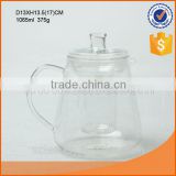 Clear empty glass tea pot with glass lid