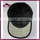 Black and White Plaid Straw Baseball Cap Paper Sun Hat thumbnail-2