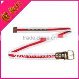 Double Colors Women Fashion Red Stripe White Canvas Belt thumbnail-1