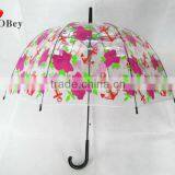 Dome Shaped Poe Umbrella With Flower Design thumbnail-2