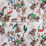 Parrot Bird Branch Leaf Printed Silk Linen Blend Fabric thumbnail-6