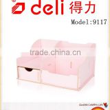 Deli DIY storage box wood jewelry storage box cosmetic Desktop debris model 9117