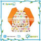 Purple Sleeves Animal Design Baby Bib With Pocket thumbnail-1