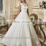Elegant A-Line Wedding Dress Shining Sequin Beautiful Flower Lace Up Back Romantic Vestidos De Noiva Beading Sash New 2016 ML070