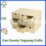 Wooden Storage Chest Box Office Desktop Cosmteic Organizer With Drawers