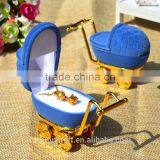 Adroable Blue Velvet Baby Stroller Antique Style Ring Box