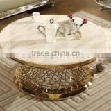 Hot Sale Round 20mm Marble Top Golden Base Coffee Table