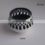 White and Blue Colours Iron Votive With Semi Circular Patterns thumbnail-1