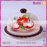 Simple Design Apple Decals Round Ceramic Butter Dish thumbnail-1