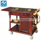 Luxury Food Service Flambe Trolley With Double Gas Stoves and Wheels thumbnail-1