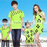 newest style green flower pattern matching family t shirt sets dress set family love clothing sets