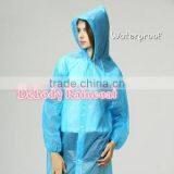 Long Waterproof Disposable Plastic Raincoat Rain Poncho With Sleeve and Hood thumbnail-6